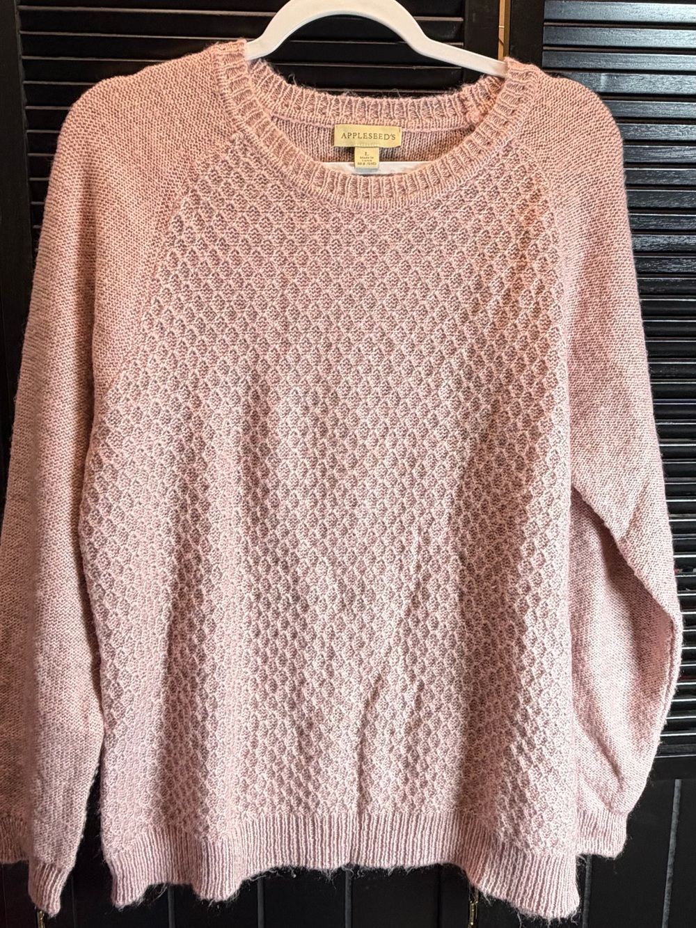 Appleseed's Light Pink Textured Crewneck Sweater